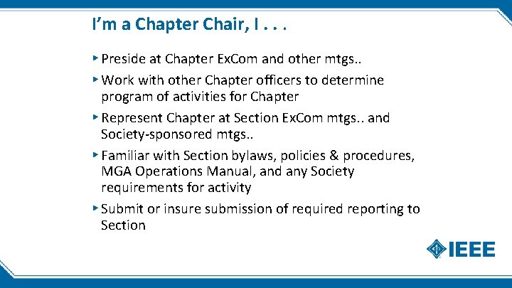 Roles of Section Chapter Officers 101 Charles J