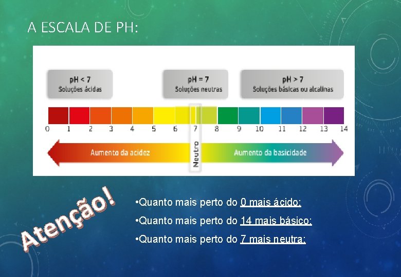 A ESCALA DE PH: ! o ã ç n e t A • Quanto