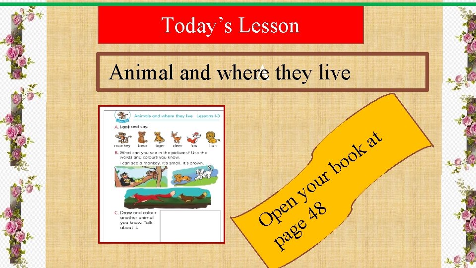 Today’s Lesson Animal and where A they live o o b r u o