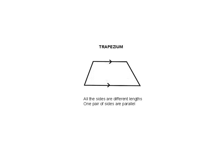 TRAPEZIUM All the sides are different lengths One pair of sides are parallel 
