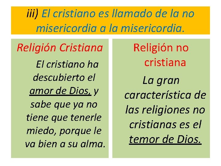 iii) El cristiano es llamado de la no misericordia a la misericordia. Religión Cristiana