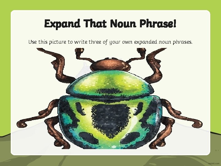 Expand That Noun Phrase! Use this picture to write three of your own expanded