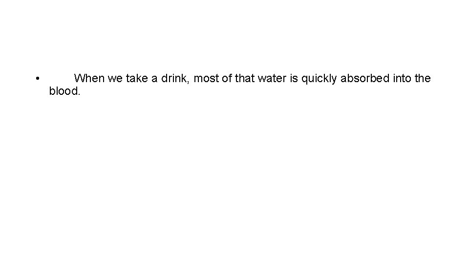  • When we take a drink, most of that water is quickly absorbed