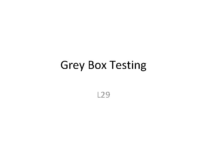 Grey Box Testing L 29 