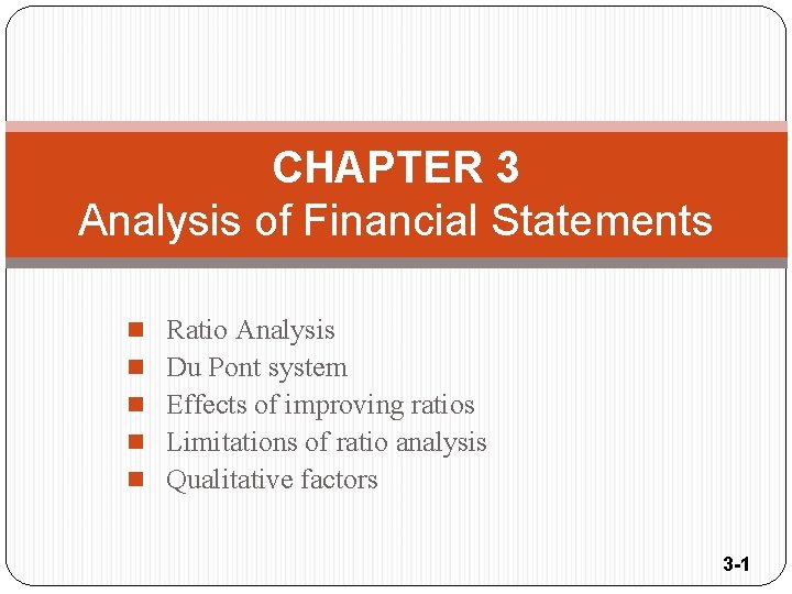 CHAPTER 3 Analysis of Financial Statements n n
