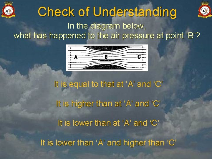 Check of Understanding In the diagram below, what has happened to the air pressure