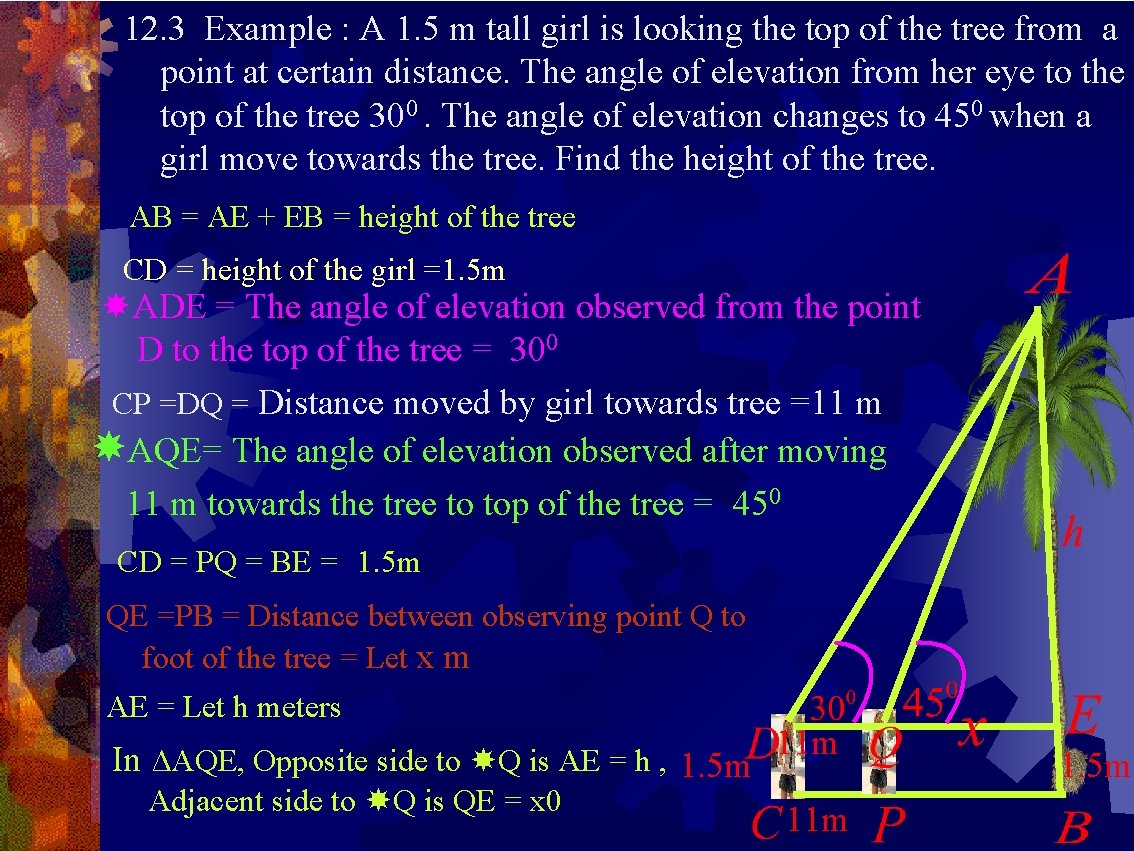 12. 3 Example : A 1. 5 m tall girl is looking the top