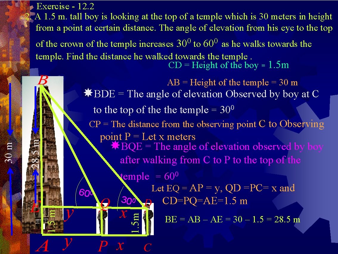 Exercise - 12. 2 2. A 1. 5 m. tall boy is looking at