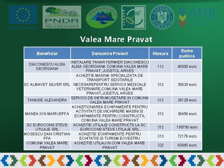 Valea Mare Pravat Beneficiar Denumire Proiect INSTALARE TANAR FERMIER DIACONESCU ALISA GEORGIANA COMUNA VALEA