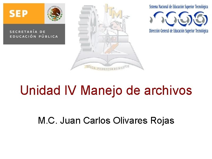 Unidad IV Manejo de archivos M. C. Juan Carlos Olivares Rojas 