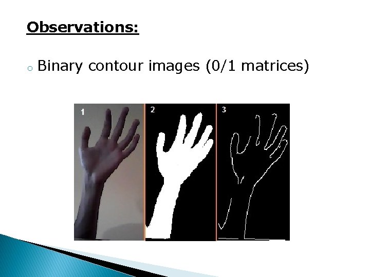 Observations: o Binary contour images (0/1 matrices) 