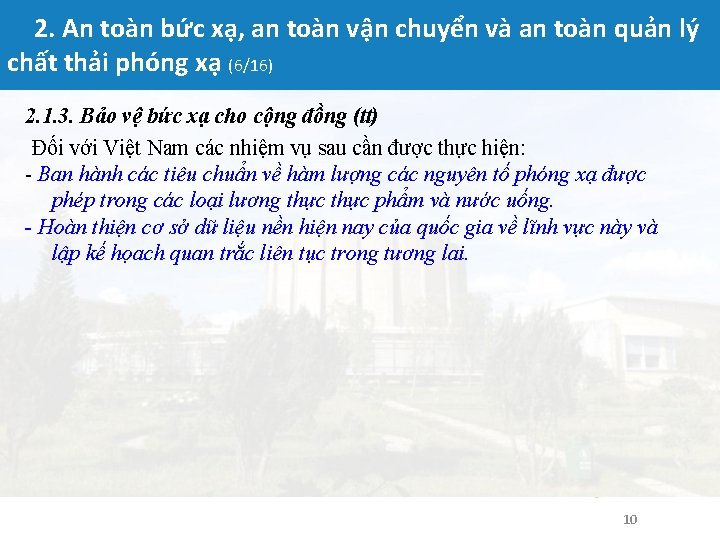 2. An toàn bức xạ, an toàn vận chuyển và an toàn quản lý