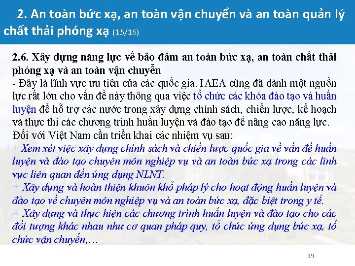 2. An toàn bức xạ, an toàn vận chuyển và an toàn quản lý