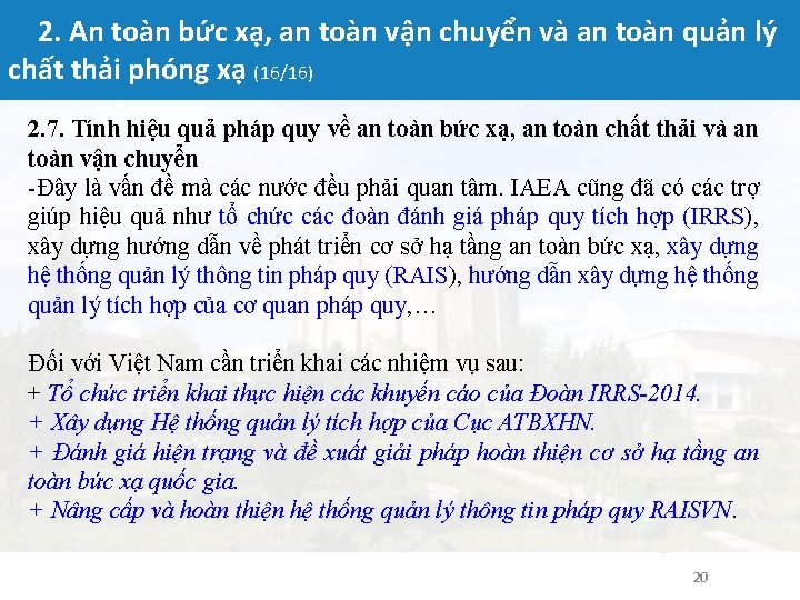 2. An toàn bức xạ, an toàn vận chuyển và an toàn quản lý