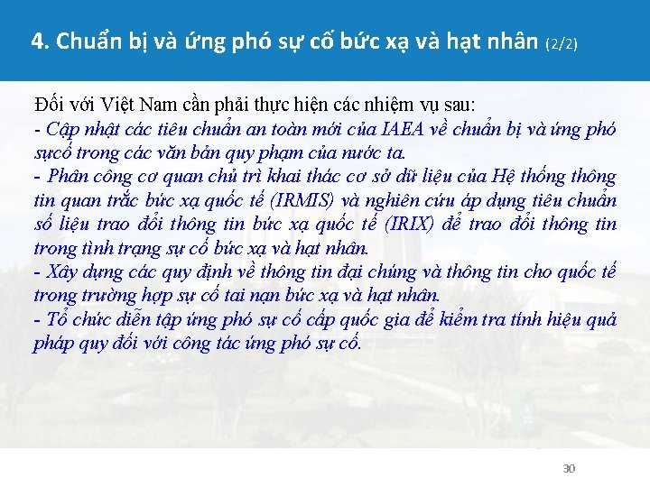 4. Chuẩn bị và ứng phó sự cố bức xạ và hạt nhân (2/2)