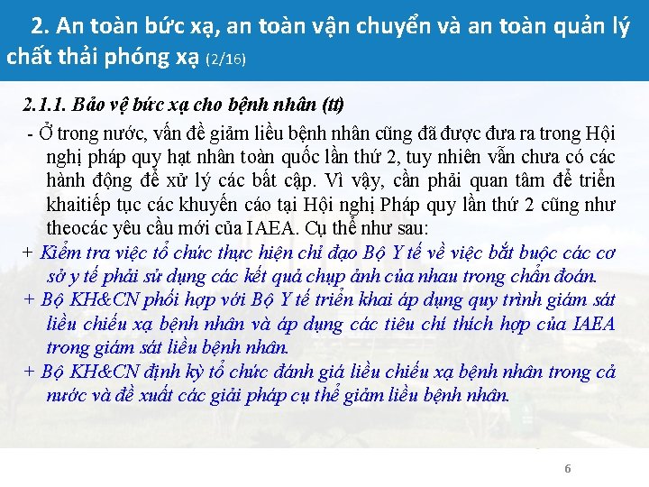 2. An toàn bức xạ, an toàn vận chuyển và an toàn quản lý