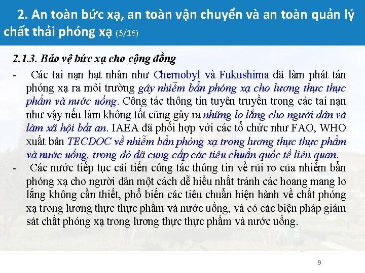 2. An toàn bức xạ, an toàn vận chuyển và an toàn quản lý