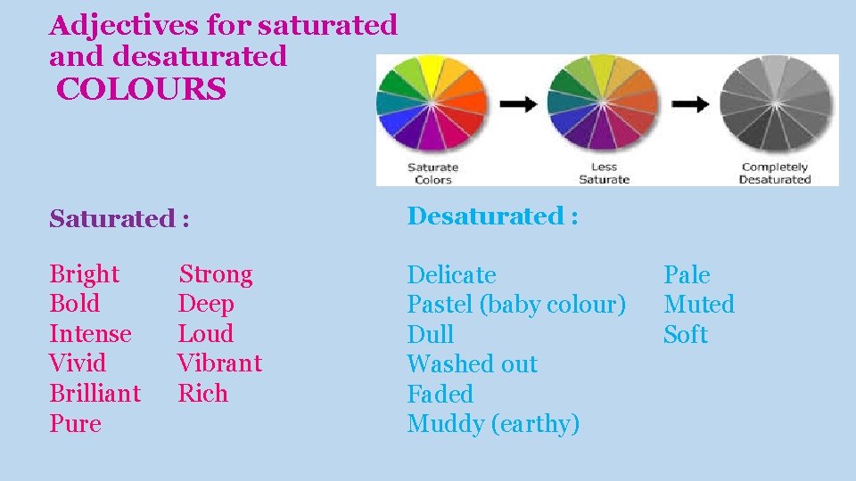 Desaturated Colors Example TELL ME A COLOUR What do you call