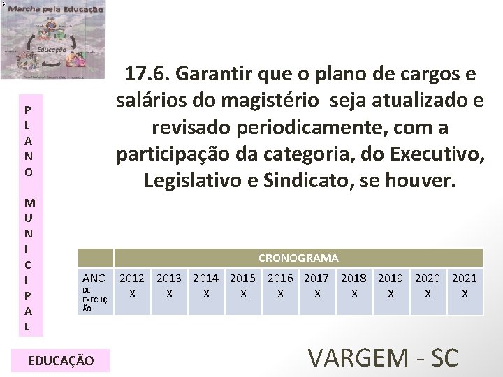 17. 6. Garantir que o plano de cargos e salários do magistério seja atualizado