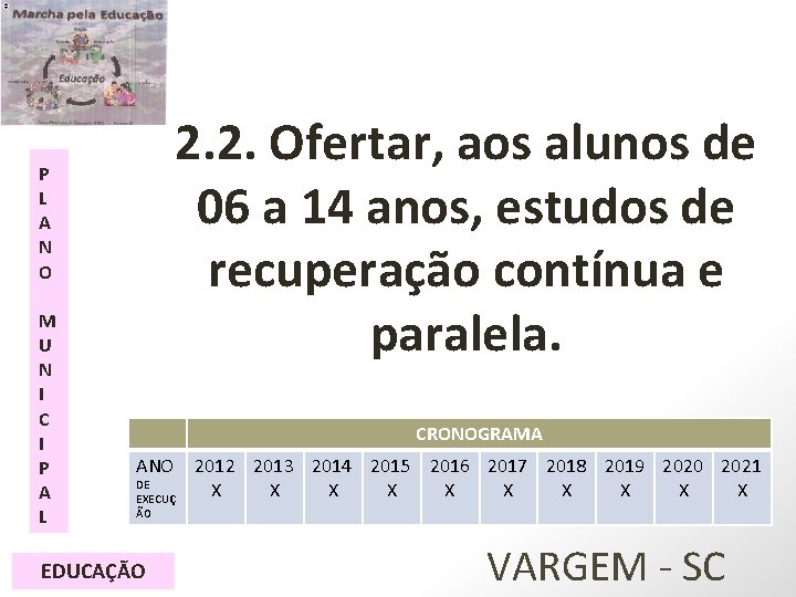 2. 2. Ofertar, aos alunos de 06 a 14 anos, estudos de recuperação contínua