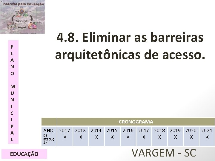 4. 8. Eliminar as barreiras arquitetônicas de acesso. P L A N O M