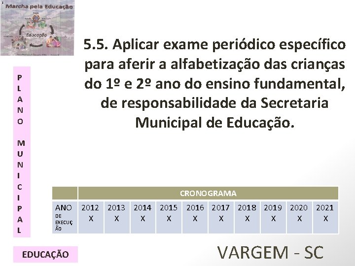 5. 5. Aplicar exame periódico específico para aferir a alfabetização das crianças do 1º