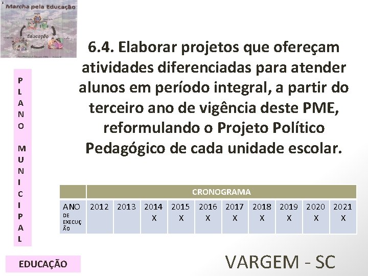 6. 4. Elaborar projetos que ofereçam atividades diferenciadas para atender alunos em período integral,