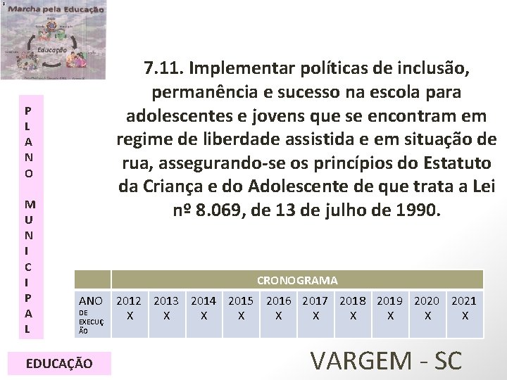 7. 11. Implementar políticas de inclusão, permanência e sucesso na escola para adolescentes e