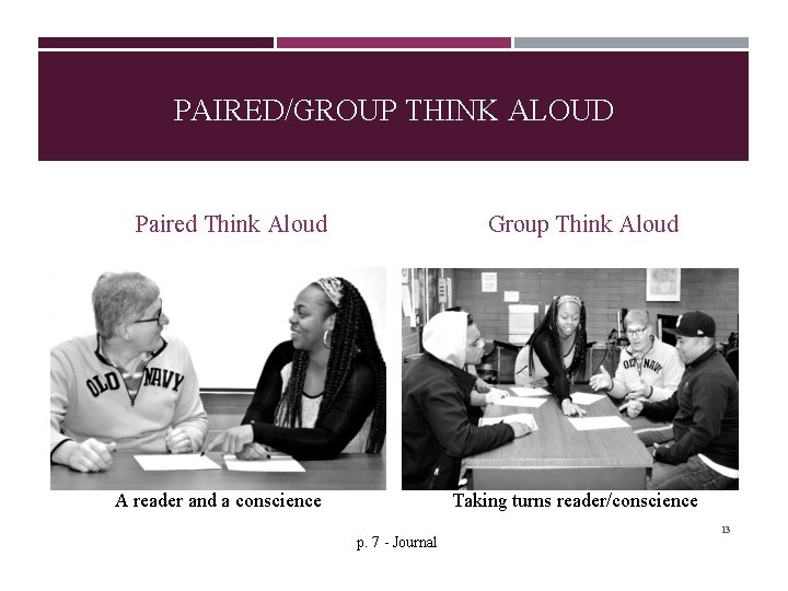 PAIRED/GROUP THINK ALOUD Paired Think Aloud Group Think Aloud A reader and a conscience