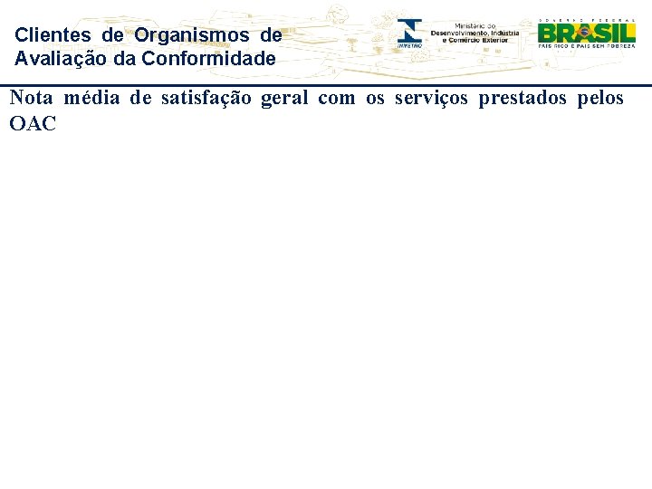 Clientes de Organismos de Avaliação da Conformidade Nota média de satisfação geral com os