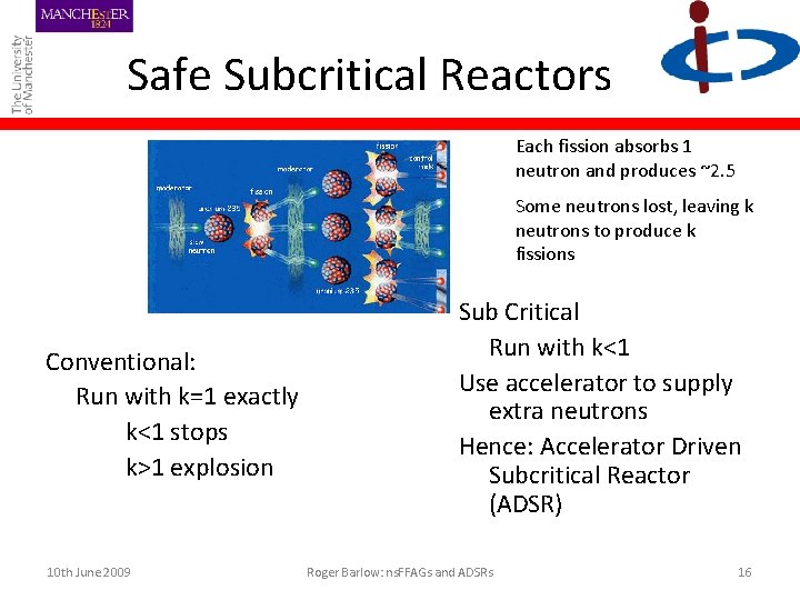 Safe Subcritical Reactors Each fission absorbs 1 neutron and produces ~2. 5 Some neutrons