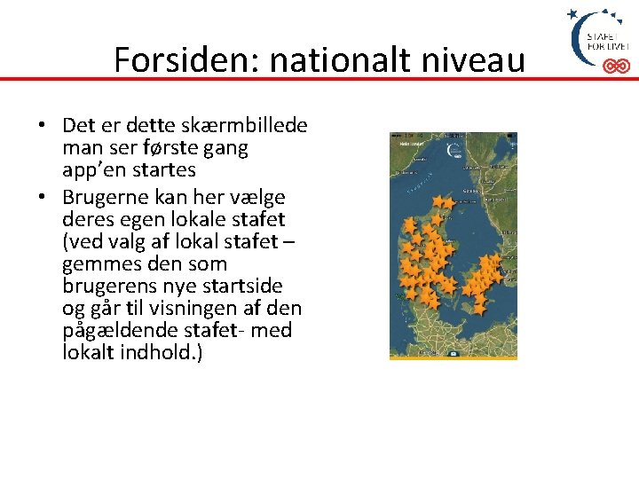 Forsiden: nationalt niveau • Det er dette skærmbillede man ser første gang app’en startes