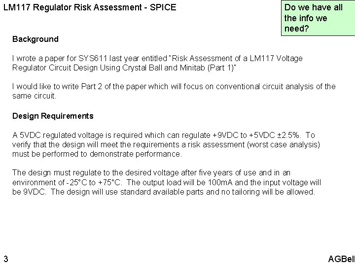 LM 117 Regulator Risk Assessment - SPICE Do we have all the info we