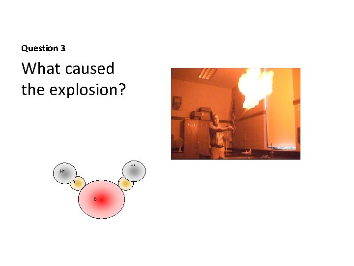 Question 3 What caused the explosion? H+ H+ e- e. O 