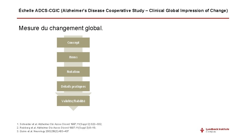 Échelle ADCS-CGIC (Alzheimer’s Disease Cooperative Study – Clinical Global Impression of Change) Mesure du