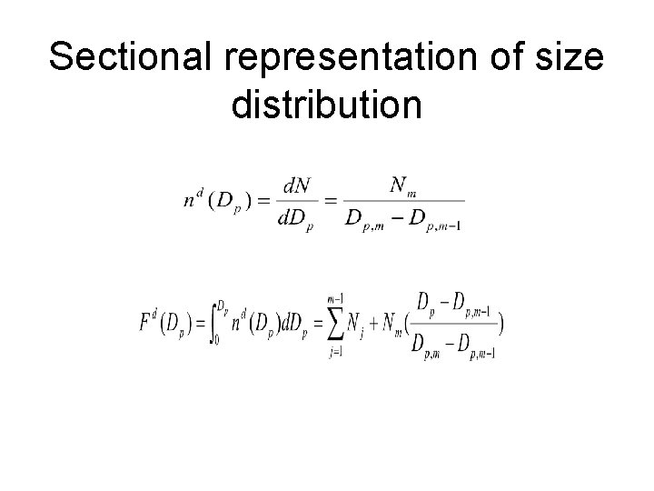 Sectional representation of size distribution 