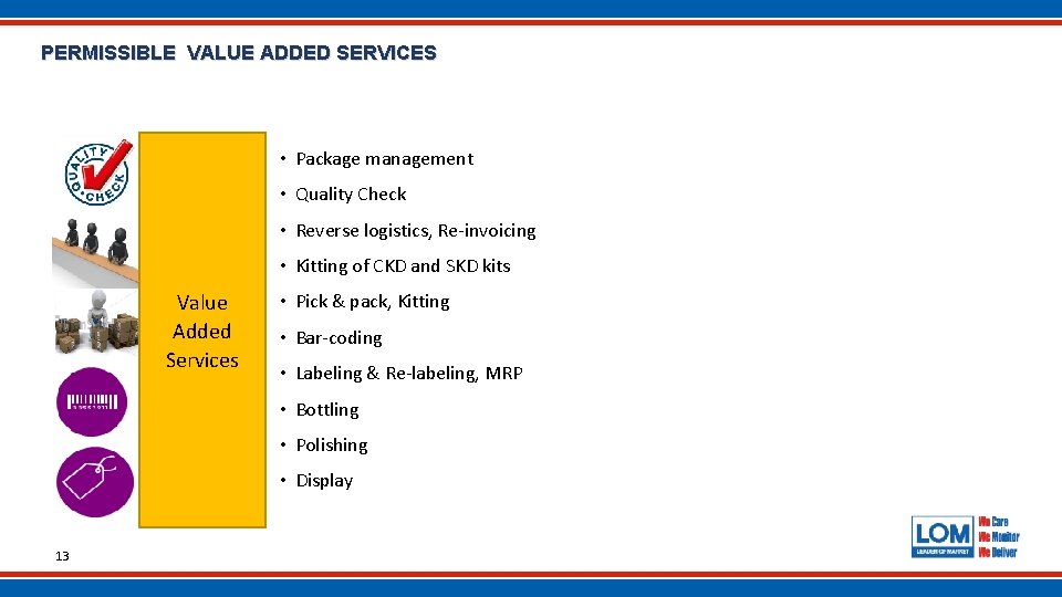 PERMISSIBLE VALUE ADDED SERVICES • Package management. Free Trade Zone • Quality Check •