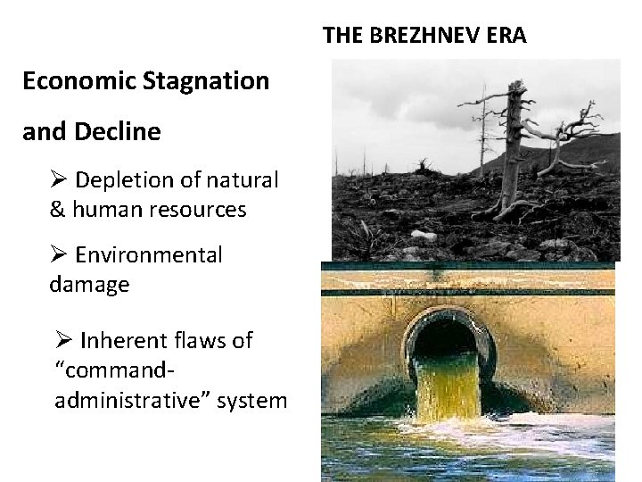 THE BREZHNEV ERA Economic Stagnation and Decline Ø Depletion of natural & human resources