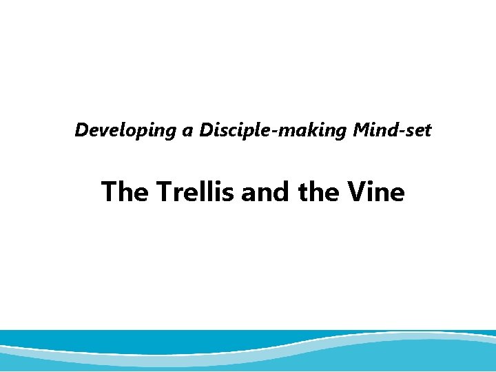 Developing a Disciple-making Mind-set The Trellis and the Vine 