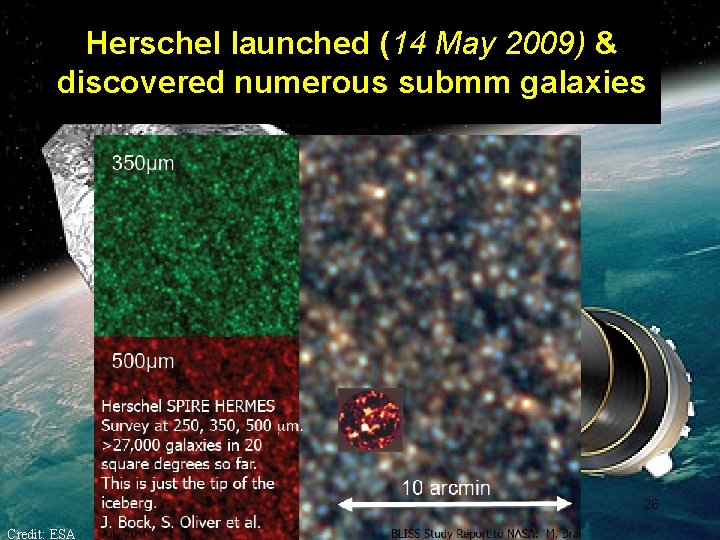 Herschel launched (14 May 2009) & discovered numerous submm galaxies 26 Credit: ESA 