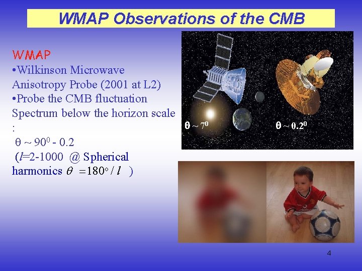 WMAP Observations of the CMB WMAP • Wilkinson Microwave Anisotropy Probe (2001 at L