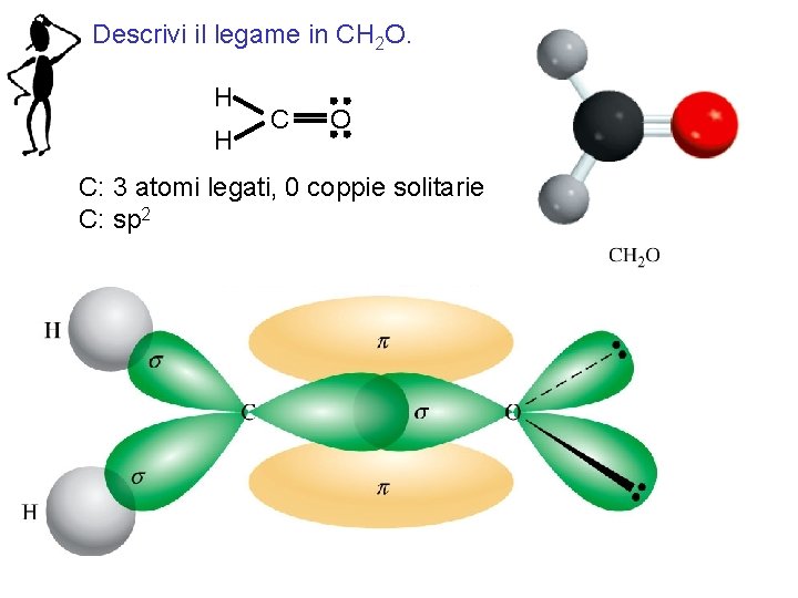 Descrivi il legame in CH 2 O. H H C O C: 3 atomi