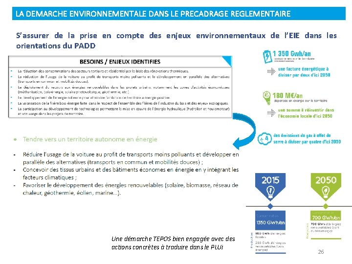 LA DEMARCHE ENVIRONNEMENTALE DANS LE PRECADRAGE REGLEMENTAIRE S’assurer de la prise en compte des