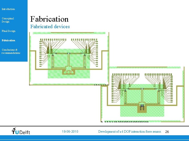 Introduction Conceptual Design Fabrication Fabricated devices Final Design Fabrication Conclusions & recommendations 18 -06