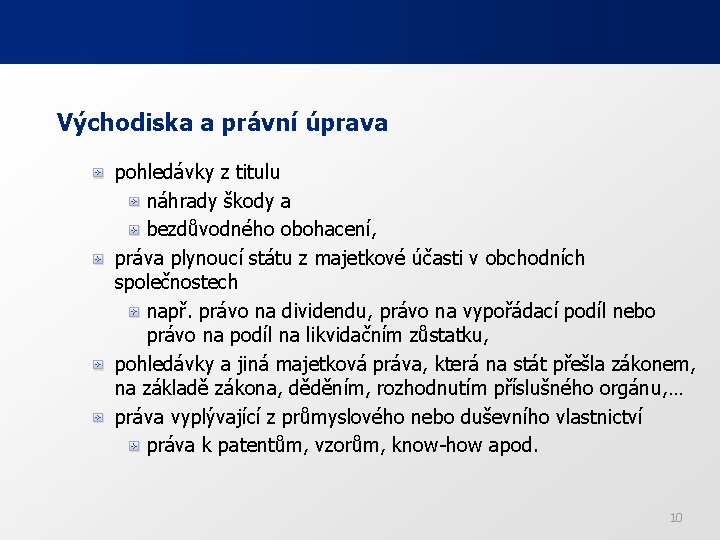 Východiska a právní úprava pohledávky z titulu náhrady škody a bezdůvodného obohacení, práva plynoucí