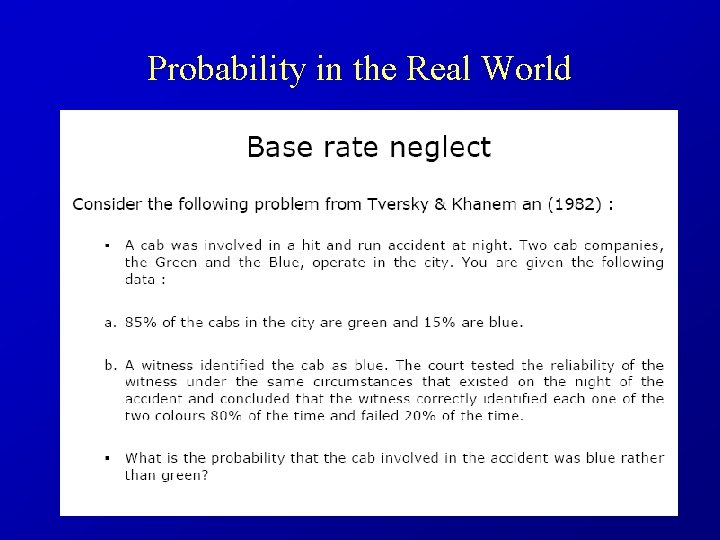 Probability in the Real World 