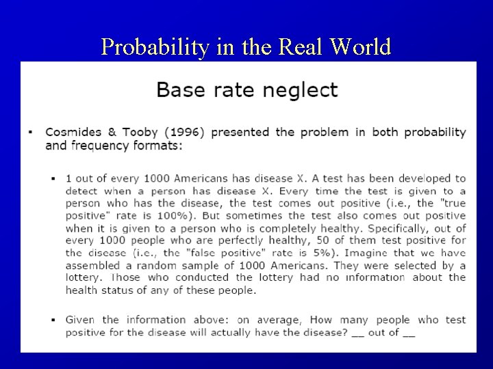 Probability in the Real World 