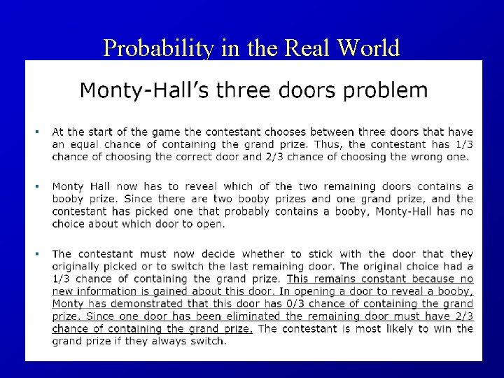 Probability in the Real World 