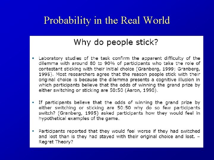 Probability in the Real World 