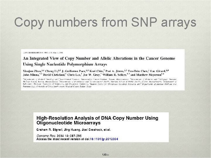 Copy numbers from SNP arrays 